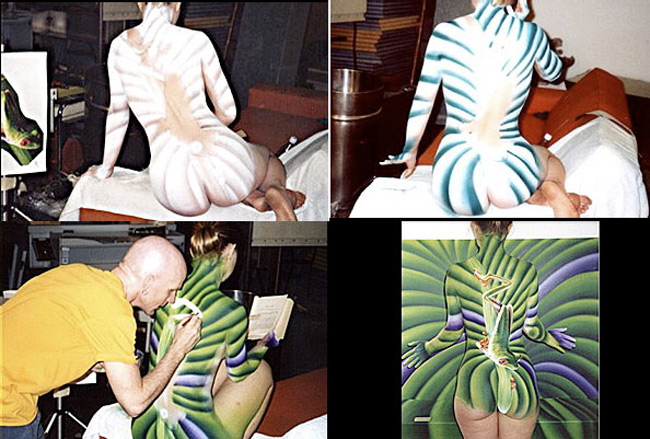Quá trình hoàn thành bức vẽ 3D về ếch xanh.